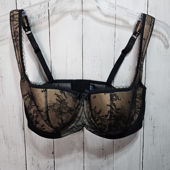 Lavinia Lingerie Brigitte Balcony Bra Black Size 38DD/E Lace Overlay Underwire. - Picture 3 of 10